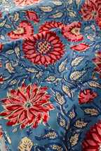 Blue printed cotton fabric
