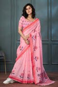 Blush Petal Linen Saree