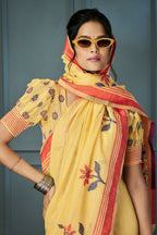 Golden Marigold Linen Saree