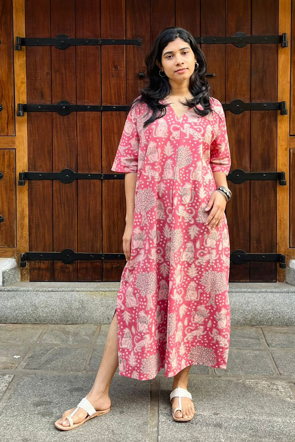 Handblock printed cotton dress