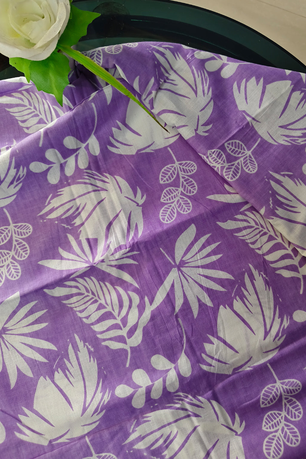 Lavender printed cotton fabric