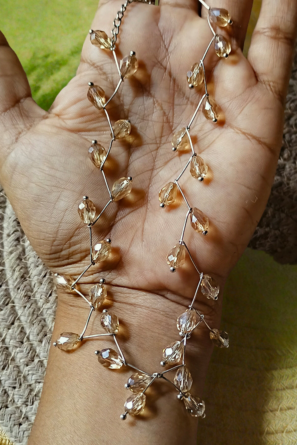 Peach beaded necklace set