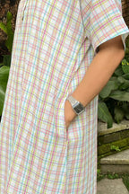Madras soft cotton checkered dress